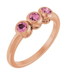 71996 Ring Set 14K Rose Natural Pink Tourmaline Round 3 Mm Polished Natural Pink Tourmaline 3-Stone Ring