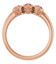 71996 Ring Set 14K Rose Natural Pink Tourmaline Round 3 Mm Polished Natural Pink Tourmaline 3-Stone Ring