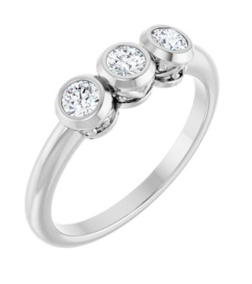 71996 Ring Set Platinum Natural Diamond Round 3 Mm Polished 13 Ctw Natural Diamond 3-Stone Ring