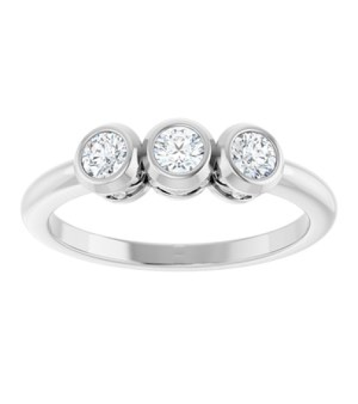 71996 Ring Set Platinum Natural Diamond Round 3 Mm Polished 13 Ctw Natural Diamond 3-Stone Ring