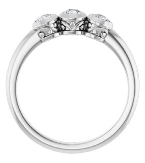 71996 Ring Set Platinum Natural Diamond Round 3 Mm Polished 13 Ctw Natural Diamond 3-Stone Ring