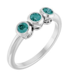 71996 Ring Set Platinum Natural Alexandrite Round 3 Mm Polished Natural Alexandrite 3-Stone Ring
