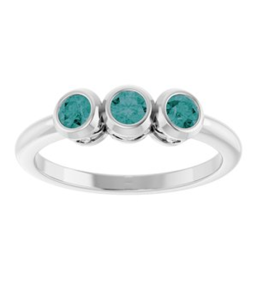 71996 Ring Set Platinum Natural Alexandrite Round 3 Mm Polished Natural Alexandrite 3-Stone Ring