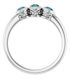 71996 Ring Set Platinum Natural Alexandrite Round 3 Mm Polished Natural Alexandrite 3-Stone Ring