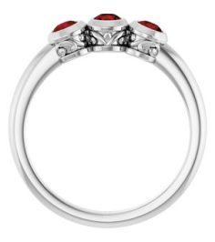 71996 Ring Set 14K White Natural Mozambique Garnet Round 3 Mm Polished Natural Mozambique Garnet 3-Stone Ring