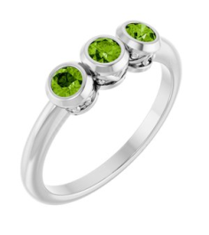 71996 Ring Set 14K White Natural Peridot Round 3 Mm Polished Natural Peridot 3-Stone Ring