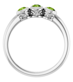 71996 Ring Set 14K White Natural Peridot Round 3 Mm Polished Natural Peridot 3-Stone Ring