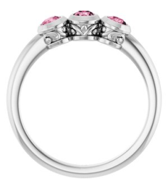 71996 Ring Set 14K White Natural Pink Tourmaline Round 3 Mm Polished Natural Pink Tourmaline 3-Stone Ring