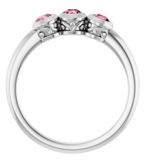 71996 Ring Set 14K White Natural Pink Tourmaline Round 3 Mm Polished Natural Pink Tourmaline 3-Stone Ring