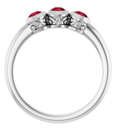 71996 Ring Set 14K White Natural Ruby Round 3 Mm Polished Natural Ruby 3-Stone Ring