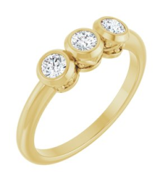 71996 Ring Set 14K Yellow Natural Diamond Round 3 Mm Polished 13 Ctw Natural Diamond 3-Stone Ring