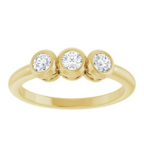 71996 Ring Set 14K Yellow Natural Diamond Round 3 Mm Polished 13 Ctw Natural Diamond 3-Stone Ring