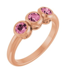 71996 Ring Set 14K Rose Natural Pink Tourmaline Round 4 Mm Polished Natural Pink Tourmaline 3-Stone Ring