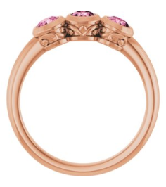 71996 Ring Set 14K Rose Natural Pink Tourmaline Round 4 Mm Polished Natural Pink Tourmaline 3-Stone Ring