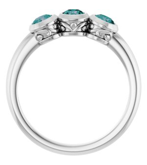 71996 Ring Set Platinum Lab-Grown Alexandrite Round 3.5 Mm Polished Lab-Grown Alexandrite 3-Stone Ring