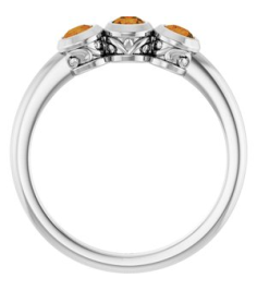 71996 Ring Set 14K White Natural Citrine Round 3 Mm Polished Natural Citrine 3-Stone Ring