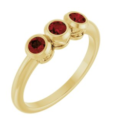 71996 Ring Set 14K Yellow Natural Mozambique Garnet Round 3 Mm Polished Natural Mozambique Garnet 3-Stone Ring