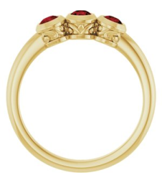 71996 Ring Set 14K Yellow Natural Mozambique Garnet Round 3 Mm Polished Natural Mozambique Garnet 3-Stone Ring