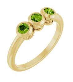 71996 Ring Set 14K Yellow Natural Peridot Round 3 Mm Polished Natural Peridot 3-Stone Ring