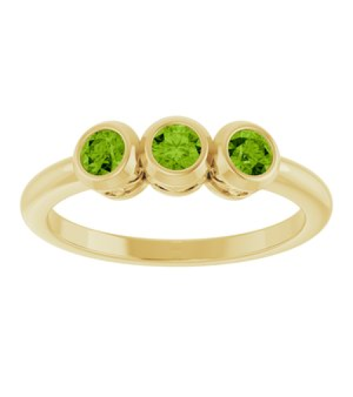 71996 Ring Set 14K Yellow Natural Peridot Round 3 Mm Polished Natural Peridot 3-Stone Ring