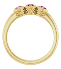 71996 Ring Set 14K Yellow Natural Pink Tourmaline Round 3 Mm Polished Natural Pink Tourmaline 3-Stone Ring