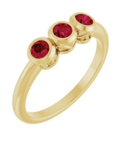 71996 Ring Set 14K Yellow Natural Ruby Round 3 Mm Polished Natural Ruby 3-Stone Ring