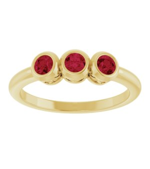 71996 Ring Set 14K Yellow Natural Ruby Round 3 Mm Polished Natural Ruby 3-Stone Ring