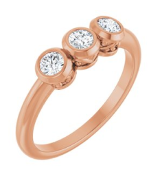 71996 Ring Set 14K Rose Natural Diamond Round 3 Mm Polished 13 Ctw Natural Diamond 3-Stone Ring