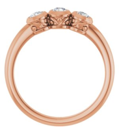 71996 Ring Set 14K Rose Natural Diamond Round 3 Mm Polished 13 Ctw Natural Diamond 3-Stone Ring