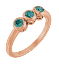 71996 Ring Set 14K Rose Natural Alexandrite Round 3 Mm Polished Natural Alexandrite 3-Stone Ring