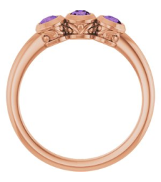 71996 Ring Set 14K Rose Natural Amethyst Round 3 Mm Polished Natural Amethyst 3-Stone Ring