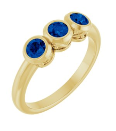 71996 Ring Set 14K Yellow Natural Blue Sapphire Round 3.5 Mm Polished Natural Blue Sapphire 3-Stone Ring
