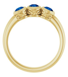 71996 Ring Set 14K Yellow Natural Blue Sapphire Round 3.5 Mm Polished Natural Blue Sapphire 3-Stone Ring