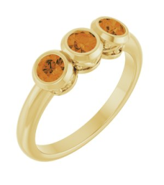 71996 Ring Set 14K Yellow Natural Citrine Round 3.5 Mm Polished Natural Citrine 3-Stone Ring