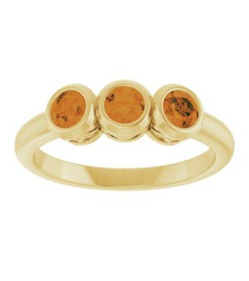 71996 Ring Set 14K Yellow Natural Citrine Round 3.5 Mm Polished Natural Citrine 3-Stone Ring