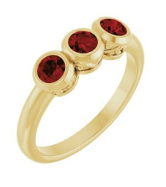 71996 Ring Set 14K Yellow Natural Mozambique Garnet Round 3.5 Mm Polished Natural Mozambique Garnet 3-Stone Ring