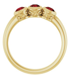 71996 Ring Set 14K Yellow Natural Mozambique Garnet Round 3.5 Mm Polished Natural Mozambique Garnet 3-Stone Ring