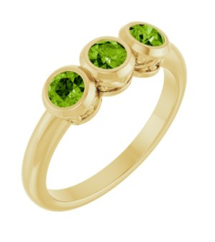 71996 Ring Set 14K Yellow Natural Peridot Round 3.5 Mm Polished Natural Peridot 3-Stone Ring