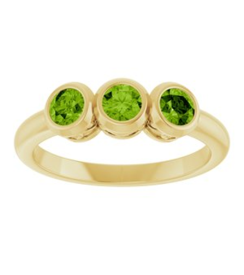 71996 Ring Set 14K Yellow Natural Peridot Round 3.5 Mm Polished Natural Peridot 3-Stone Ring