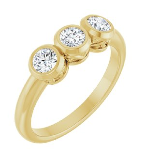 71996 Ring Set 14K Yellow Natural Diamond Round 4 Mm Polished 34 Ctw Natural Diamond 3-Stone Ring