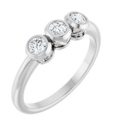 71996 Ring Set 14K White Natural Diamond Round 3 Mm Polished 13 Ctw Natural Diamond 3-Stone Ring