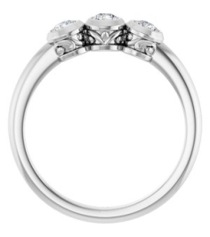 71996 Ring Set 14K White Natural Diamond Round 3 Mm Polished 13 Ctw Natural Diamond 3-Stone Ring