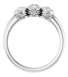 71996 Ring Set 14K White Natural Diamond Round 3.5 Mm Polished 12 Ctw Natural Diamond 3-Stone Ring