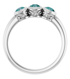 71996 Ring Set 14K White Lab-Grown Alexandrite Round 3.5 Mm Polished Lab-Grown Alexandrite 3-Stone Ring