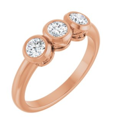 71996 Ring Set 14K Rose Natural Diamond Round 3.5 Mm Polished 12 Ctw Natural Diamond 3-Stone Ring