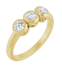 71996 Ring Set 14K Yellow Natural White Sapphire Round 4 Mm Polished Natural White Sapphire 3-Stone Ring