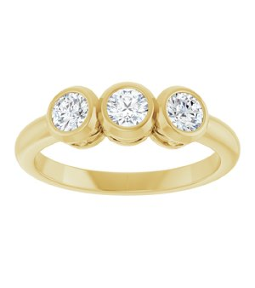 71996 Ring Set 14K Yellow Natural White Sapphire Round 4 Mm Polished Natural White Sapphire 3-Stone Ring
