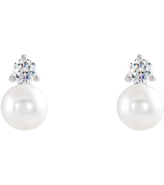 86719 Earring Set Cultured White Freshwater Pearl Pearl 5.0-5.5 Mm Platinum Natural Diamond Pair Friction Backs Included Polished Cultured White Freshwater Pearl And 15 Ctw Natural Diamond Earrings