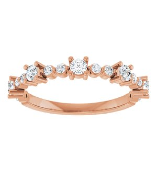 72051 Ring Set 14K Rose Natural White Sapphire Round 2.5 Mm Natural Diamond Polished Natural White Sapphire And 16 Ctw Natural Diamond Stackable Ring