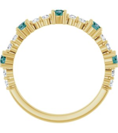 72051 Ring Set 14K Yellow Natural Alexandrite Round 2.5 Mm Natural Diamond Polished Natural Alexandrite And 16 Ctw Natural Diamond Stackable Ring